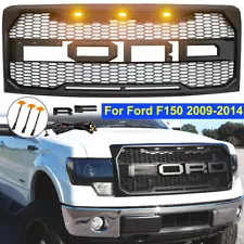 Front Grill For Ford F150 2009 2010 2011 2012 2013 2014 Raptor Style Black W/LED (For: 2013 Ford F-150 Platinum)