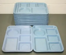 (20) Carlisle School Cafeteria Lunch Tray, Blue 10" x 14", 6 Compartment Divided