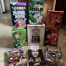 (9) Vintage Collectible Cereal Box Lot Hulk Superman Post Kelloggs General Mills