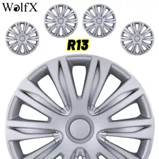 13" 4Pcs Set Wheel Covers Snap On Full Hub Caps Silver For R13 Tire & Steel Rim (For: More than one vehicle)