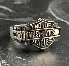 Motorcycle Cool Biker Ring in Silver , Unique Harley Davidson Ring For Boyfriend