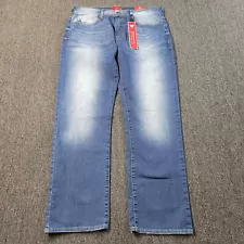 Guess Lincoln Jeans Mens 34x30 Blue Slim Straight Caveat Sky Wash Denim Pants