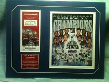 NY Giants Superbowl XVLI. Matted Collage18x14,49ers Gmen Playoff Ticket, Manning