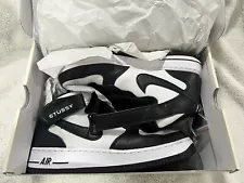 Nike Black White Air Force 1 Mid x Stussy Collaboration Pre-Owned Size 9.5