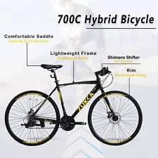 24 Hybrid Bike Disc Brake 700C City for Men and Women Road Cycling