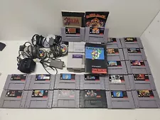 Super Nintendo SNES Console Bundle! 20 games TESTED 15 MANUALS 4 CONTROLLERS WOW