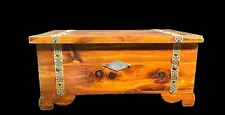 Vintage Cedar Wood Chest Memory Storage Hinged Top - 21" W X 11” D X 9.5” T