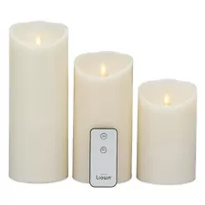 Raz Imports Moving Flame Ivory Pillar Candles With Remote Living Room Bedroom