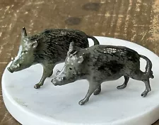 2 Vintage Britains Metal Cast Wild Boar Warthog Animals