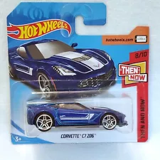 Hot Wheels Corvette C7 Z06 Then and Now Short Card #8 Blue EU Import For Sale