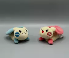 Pokemon Plusle Minun 5" Beanie Bag Plush Stuffed Game Freak Hasbro 2004 PAIR 2x