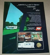 1973 print ad page - Holiday Rambler travel trailer Wakarusa Indiana advertising