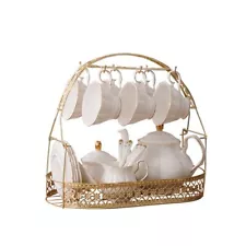 ufengke 15 Pieces Simple White English Ceramic Tea Sets,Tea Pot,Bone China Cu...