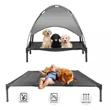 2in1 Elevated Outdoor Raised Dog Bed Cooling Pet Cot Removable Cover Steel Large