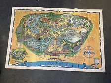 Vintage Disneyland Map Wall Poster 45x30” Original 1966 Walt Disney Theme Park