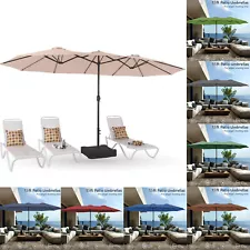 15ft Patio Large Umbrella Double-sided Market Crank Outdoor Garden Parasol Shade