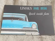 Lincoln for 1956 ~ Quick Inside Facts ~Informational Sales Brochure Catalog