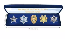 Napa California Police Mini 5 Badge Lot Set Cop History CA Case Vintage Obsolete