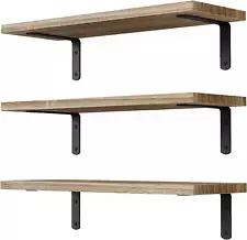 Floating Shelves, 3 Sets Wall Shelves, Wooden Floating Shelves for Wall Décor, W