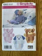 UNCUT Simplicity 4993 Sewing Pattern Kids Rag Quilt Throw Huge Bear Cat Dog