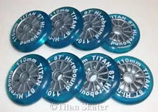 Lot of Eight (8) BLUE 110mm Blemished & Discolored Wheels for Valve Cover Racing