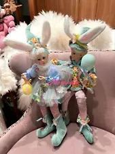 Set Of 2 Easter Elf Doll 17” Easter Decor Fairy Egg Shelf Sitting Cynthia Rowley