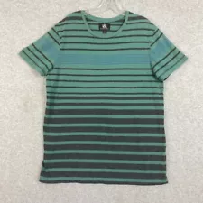 Rock & Republic Tee Mens L Green Grey Striped Short Sleeve Stretch Knit T-Shirt