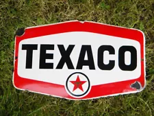 LARGE VINTAGE TEXACO PORCELAIN SIGN~19-1/2"x 12-1/4" GAS STATION GARAGE OIL PUMP