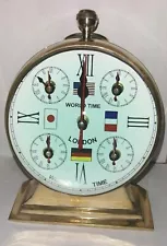 Large Brass Table World Time Clock World