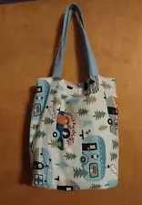 Handmade Market Tote Bag Multicolor Cotton Sturdy Canvas Straps Flat Bottom