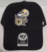 New Orleans Saints Men's Strap Back OSFA ‘47 Brand Black Legacy Hat Cap NFL NWT