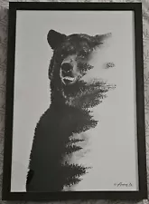 Andreas Lie Black And White Observing Bear Art Print