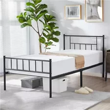 Twin/Full/Queen/King Size Metal Bed Frame w/ Headboard No Box Spring Needed