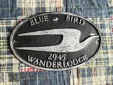 Vintage Cast Blue Bird Wanderlodge RV Camper Motor Home Bus Plaque 2945 7”x11”