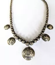 Sterling Silver Stamped Membres Southwestern Bench Bead Necklace New Mexico