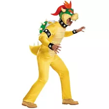 Bowser Deluxe Adult Costume Super Mario's Bros Jumpsuit Headpiece Nintendo