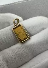 1 Gram Lady Fortuna PAMP Suisse Gold Pendant Set In Real 14k Yellow Gold Frame