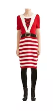 Holiday Ugly Christmas Sweater Dress Mrs. Claus Knit Juniors’ Red White Med 7-9