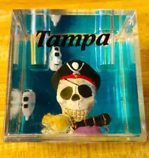 Vintage Pirate Skull w Floating Ships Paperweight/Pen Holder -Tampa Florida