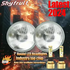 Pair 7"inch Round LED Headlights With DRL Turn Signal For Chevy Truck 1947-1957-