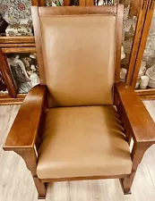 Vintage Flex Steel Mission Style Regency Leather Rocker Excellent Condition!