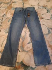 B Tuff Men's Big Stitch Barbwire Rodeo Dark Wash Boot Cut Jeans Size 34x34 NWT