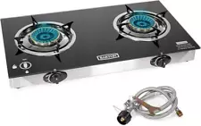 New ListingDeluxe Propane Gas Range Stove 2 Burner Cooktop Auto Ignition Outdoor Grill Camp