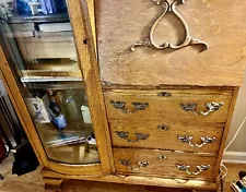 Victorian Oak Antique Side by Side Secretary Desk & Bookcase