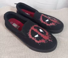 Marvel Deadpool Men Black Canvas Printed Slip On Shoes Size 10