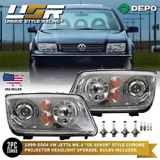 ECode OE Xenon Rep. CHROME Headlight For 1999-2004 VW Jetta 4 IV Halogen Model