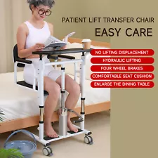 Patient Lift Transfer Chair, Bathroom Wheelchair w/180° Split Seat and Potty faR