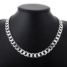 925 Sterling Silver necklace for men classic 12MM chain 18-30 inches fine Fashio