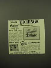 1950 Associated American Artists Ad - Signed Original Etchings and Lithographs