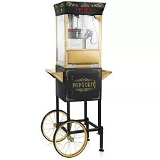 OPEN BOX - Movie Theater Popcorn Machine with Cart and 10 oz Kettle -Black